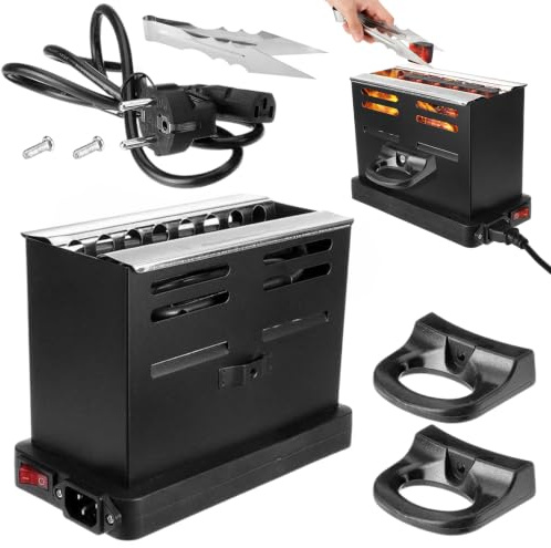CEWROM Encendedor de carbón eléctrico, 800 W, parrilla de carbón tostadora con pinzas, pequeño encendedor de barbacoa con sistema de calor de tres lados, mini horno de carbón, encendedor de barbacoa