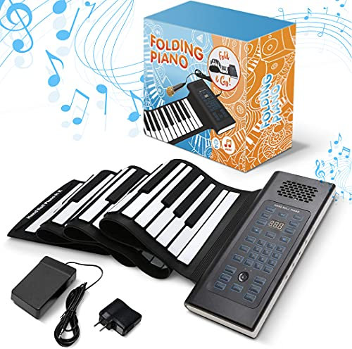 Roll Up Piano Folding Portable Keyboard | 61Keys | Music Gifts for Women Men Girl Boys Kids | Educational Toys Gift Set | Digital Beginner Piano