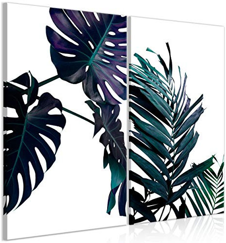 decomonkey Bilder Monstera 80x60 cm 2 Teilig Leinwandbilder Bild auf Leinwand Vlies Wandbild Kunstdruck Wanddeko Wand Wohnzimmer Wanddekoration Deko Pflanzen Natur