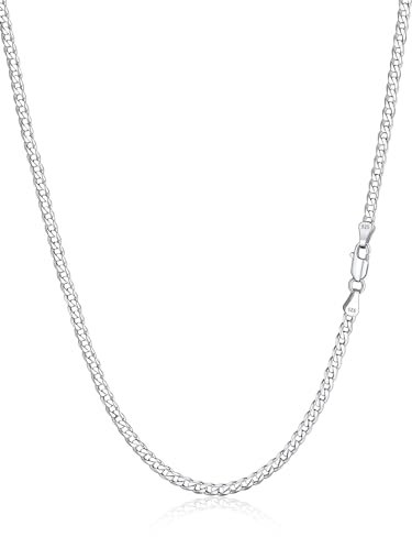Silvora S925 Silber 3mm Panzerkette Herren Silberkette Ultradünne Sechseck Denim Kette Kubanische Kette Silberfarben Damen 925 ohne Anhänger Choker 36cm Feine Silberkette