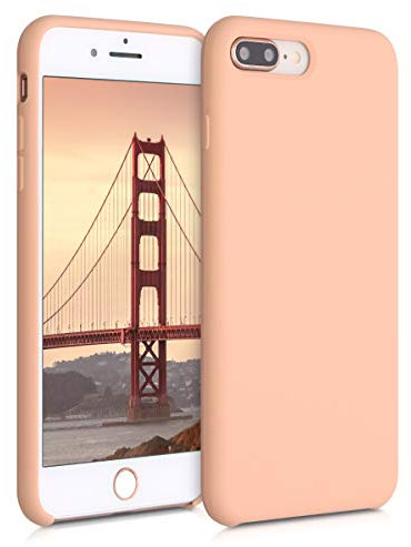 kwmobile Hülle kompatibel mit Apple iPhone 7 Plus/iPhone 8 Plus Hülle - Silikon Handy Case - Handyhülle weiche Oberfläche - kabelloses Laden - Baby Peach
