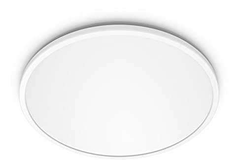 Philips Super Slim Deckenleuchte, dimmbar, 18 W, 2700 K, warmweißes Licht, weiß, IP20, flimmerfreies Licht