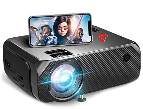 ZXCVASDF Wifi Mini Projector, Native 720P Support Full HD 1080P, 5000 Lumens, Portable Home Theater Entertainment Projector, Built-In HIFI Speaker, Compatible with Android IOS PS4 HDMI VGA TF AV USB