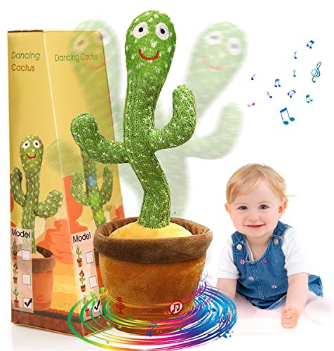 seOSTO Volume Control Dancing Cactus Toy Repeat What You Say, Talking Cactus Plush Toy Recording, Singing Cactus Baby Toys for Kids Gifts, Encourage Speech
