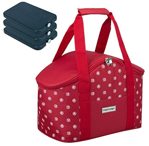 anndora Kühltasche mit Tragegriff 20 Liter - TW-18147-245 RÖDVITA rot mit weiß - inkl. 3 anndora Kühlakkus dunkelblau