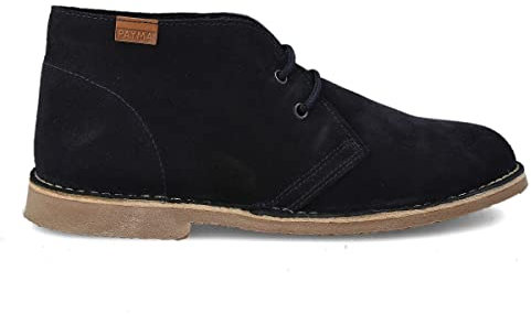 PAYMA - Stivali Stivaletti Safari Deserto in Pelle per Uomo e Donna. Fatto in Spagna. Scarpa Chukka in Crosta di Pelle Sport. Chiusura con Lacci. Suola in Gomma. Colore: Blu Navy, Taglia: EU 40