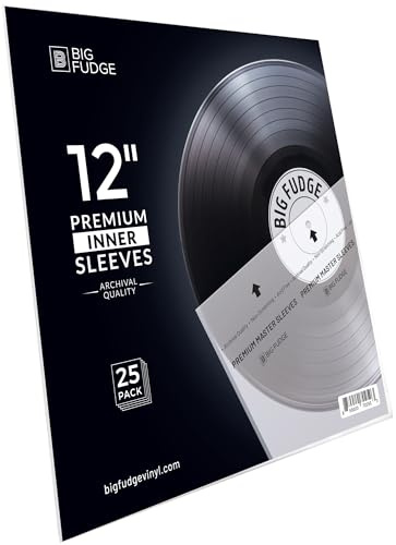 BIG FUDGE Premium Master Vinyl Sleeves - Anti Static and Dust Archival Record Inner Cover - Protective Plastic and Rice Paper LP Album Sleeve Covers for 12-Inch Records - Pack of 25