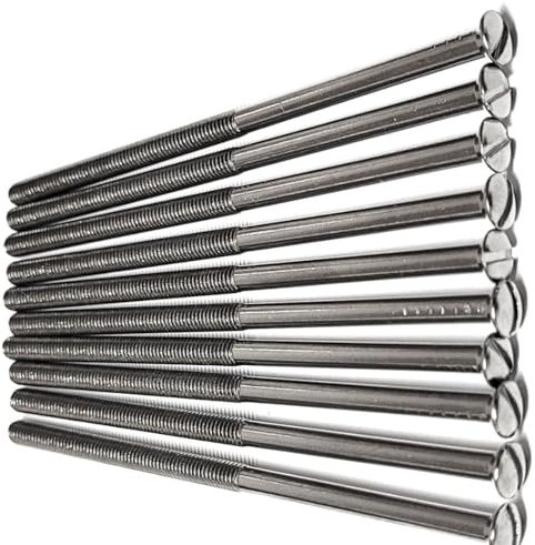 Pack of 10 Electrical Screws 75mm Chrome M3.5 Thread Diameter Raised Slotted Head Extra Long Screw for Socket Switch Plate Sockets Outlet Cover Electric Panel Fixings DIY Projects