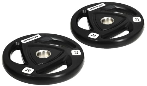SPORTNOW 2x5-20kg Set di 2 Dischi Pesi in Acciaio Foro Ø5cm per Bilanciere | Rivestimento in Gomma, Impugnature per Uso Manuale