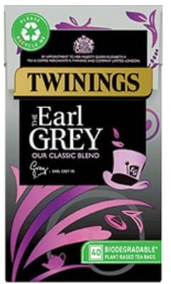 Twinings Earl Grey Tea Bergamot & Lemon Flavoured Black Tea Blend, 40 Biodegradable Tea Bags