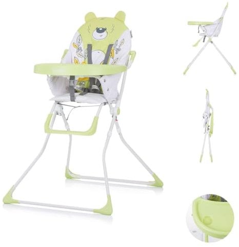 Chipolino Hochstuhl Teddy, klappbar, großer Tisch, verstellbare Fußablage, Gurt, Farbe:hellgrün
