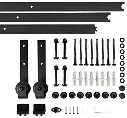 300cm Quincaillerie Kit de Rail pour Porte Coulissante, pour système de quincaillerie à Célibataire porte, (boucle de fleur de prunier à trois sections) (classique)
