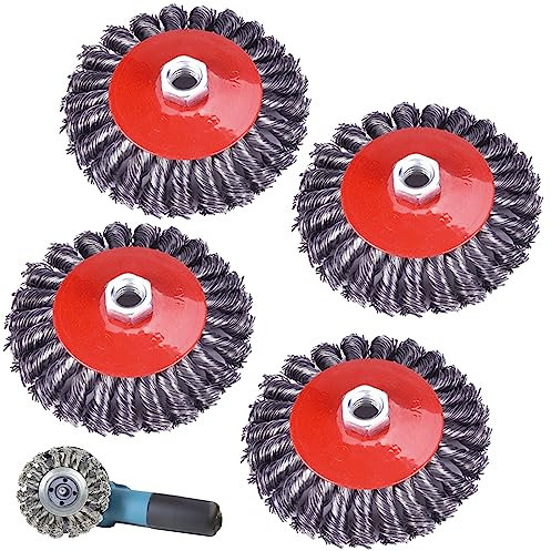 4pcs M14 125mm Carbon Steel Wire Cup Brush Set for Angle Grinders, Rust Removal, Paint Removal, Descaling, Sanding