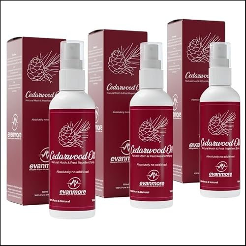 Cedarwood Oil Moth Repellent Repeller Spray Natural Safe Clothes Carpet Curtain Moths Insect pests 100ml Prevention Deterrent Wardrobe Cupboard Drawers Clothing Essential Oil Protection Effective (3)