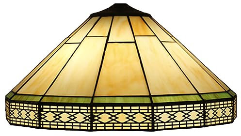 BOTOWI 16-Zoll-Tiffany-Buntglaslampenschirm Ersatz Gelber Mission-Lampenschirm nur mit Kappe Passend für Tischlampe, Pendelleuchte, Stehleuchte, Deckenleuchte