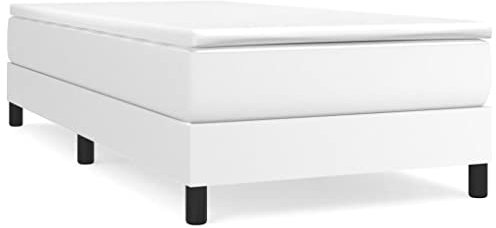 AUVYI Boxspringbett Polsterbett, Bett, Betten, Bettgestell, Schlafzimmer 90x200 cm Weiß Bettrahmen Betten Kunstleder