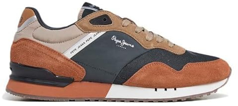 Pepe Jeans London Grade Leder-Sneakers braun, Marineblau