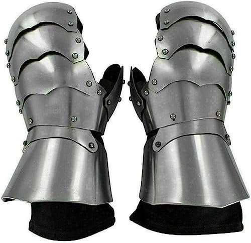Generic Mittelalterliche Wikinger Rüstung Handschuhe Historische Nazgul Arm Handschuhe Eisen Stahl Ritter Larp Krieger Gauntlet Crusader Arm Handschuhe Rollenspiel Kostüm, silber, Einheitsgröße