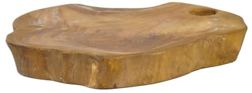 Meubletmoi - Tabla de cortar artesanal (30 cm, madera de teca natural, decoración y cocina, plancha)