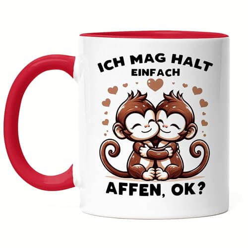 Hey!Print Ich mag halt einfach Affen, ok? Süße Affen Tasse Rot - Liebe zu Affen