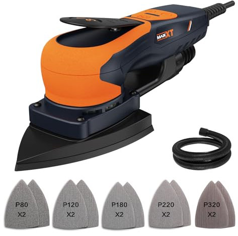 Ponceuse Triangulaire MAXXT avec Moteur Brushless 350W, Orbite de 3mm, 4000-10000RPM, Surface de Ponçage 100 * 152 * 152mm - Parfaite pour les Espaces Étroits