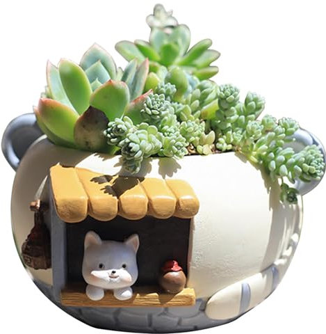 Bonitas macetas pequeñas para suculentas – Macetas lindas macetas de resina, pequeñas de PLA, macetas para suculentas, macetas de animales, maceta de jardinería de paisaje, maceta para flores, jardín,