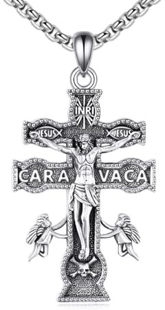 Vadmans Caravaca Kreuz Kette Sterling Silber Jesus Kreuz Halskette Caravaca Anhänger Kreuz Schmuck Geschenk für Herren Damen