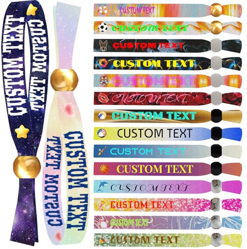 Individuelle Stoff-Armbänder, personalisierter Text und Logo, Party-Armbänder für Veranstaltungen, von 5 bis 1000 Stück