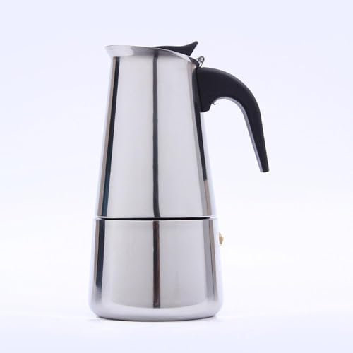 Crevyteg Cafetières Italiennes Induction, Cafetière Moka Plaque à Induction Moka Pot, Cafetiere Moka Italienne INOX 9 Tasses/450ML pour Cafetière à Moka de Camping - Argent