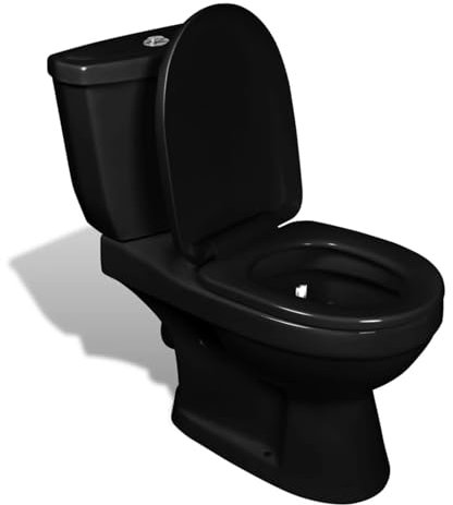 ShGaxin Inodoro WC con Cisterna Negro, Inodoro Completo, Baños Completos, Toilet