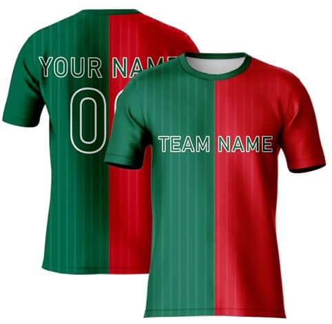 Davcielaora Retro Portugal Football Streak Shirt Men - Custom Football Jersey European 2024 Supporters Gifts for Kids - 2026 World Futbol Cup Soccer Top S-5XL Red Green