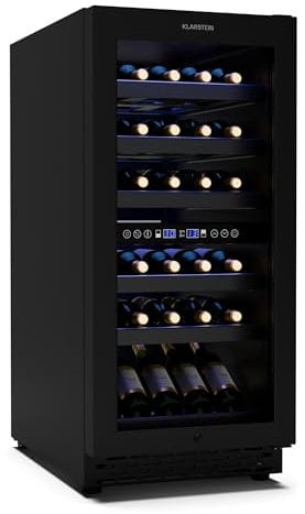 Klarstein Vinovilla 30 Duo Weinkühlschrank 2 Zonen - 32 Flaschen, 5-18 °C, LED-Touch, Leise 39 dB, Mattschwarz, Einbau, Weinklimaschrank Beleuchtet
