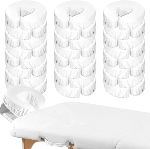 24 Pcs Face Cradle Covers for Massage Table Microfiber Soft Thicker Reusable Massage Table Head Rest Covers Bulk Oil Proof Headrest Cradle Sheets for Spa Beauty Salons (White)