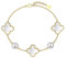 Lllunimon Vier Blatt Gras Perle Gliederarmbänder Vier Blatt Klee Armband Glücksarmbänder Geburtstagsgeschenk Armband 925 Sterling Silber Schmuck Geschenke Trendy für Frauen,Gold
