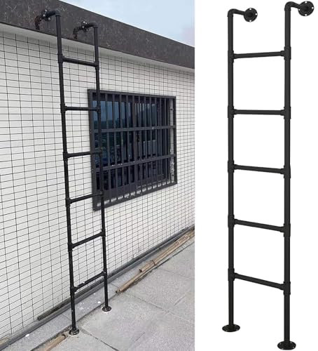 IQQOPVHG Robuste Leiter für Etagenbetten, an der Wand montierte Trittleiter aus Metall für den Dachboden, hohe EIN- und Ausstiegsleiter, platzsparende Kletterleiter für Außendächer/Garagen, Tragkraft