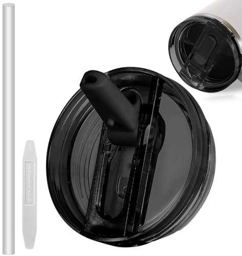 40oz Leakproof Lids for Stanley Cup - Tumbler Detachable Flip Straw Lid,Lids Replacement for Stanley Cups,Travel Cup Accessories,Set with Cover,Straw,Non Spill Lid, Detachable Tool (Black-1PCS)