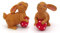 2er Set Osterhasen mit rotem Ei Dekofiguren 7,6 x 7,2 x 6 cm Osterdekoration aus feinstem Kunstharz für Innen und Außen