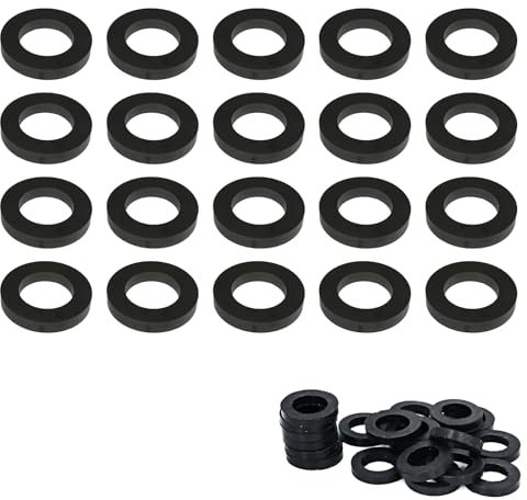 20 Pcs Rubber Washers for Plumbing, 1/2 Inch Shower Hose Head Washers Rubber Replacement (Black)
