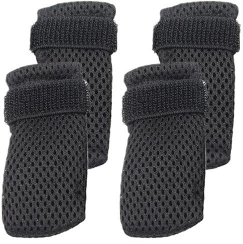 4 Packs Cat Claw Covers, Black Anti Scratch Polyester Cat Shoes, Adjustable Breathable Mesh Paw Gloves for Indoor Cats Pet Bathing Cutting Nails