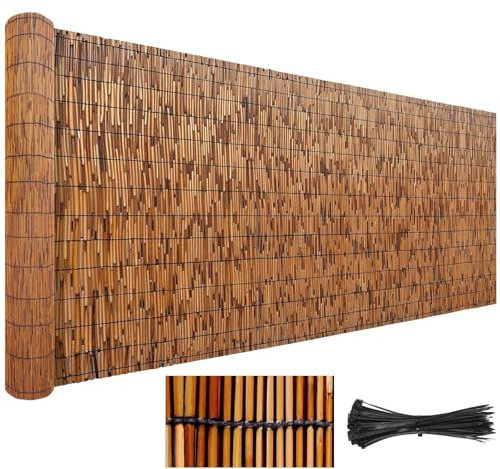 Personalizable Rollos De Cerca De Caña 30 40 50 60 70 80 90 100 110 120 130 140 150 160 170 180cm Altura Rollos De Valla De Bambú Bloqueo De La Luz Cañizo Jardin Decoración De Tabiques(Carbonization)