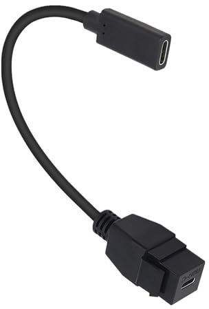 Azxcvbnm Adaptador Keystone USB C tipo C de 10 Gbps, cable de inserción hembra a hembra para instalación rápida de placa de pared, 20 cm