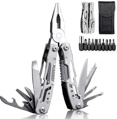 Pince Multifonction,23 en 1 Pince Multifonction en Acier Inoxydable avec Structure Autoverrouillée et Pochette en Nylon pour Extérieur Survie Camping Réparation