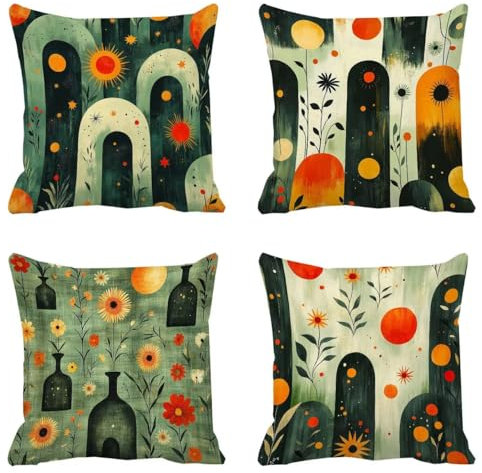 Outdoor Kissen 4er Set Abstrakt Nordeuropa (4) Kissenhüllen 70 x 70 cm Outdoor Kissenbezüge, Samt Dekokissen Sofakissen, für Sofa Stuhl Garten, Mit Unsichtbarem Reißverschluss, ( Kein Kissen ) m-114