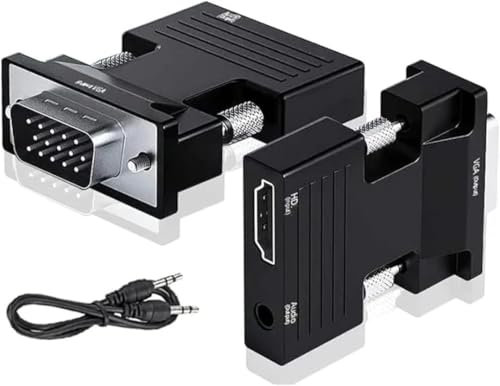 VGA to HDMI Adapter 1080P Full HD Converter – 8K VGA Male to HDMI Female Adapter with Audio Output – Video Converter for Laptop, PC, HDTV, Monitor, Projector, TV Display