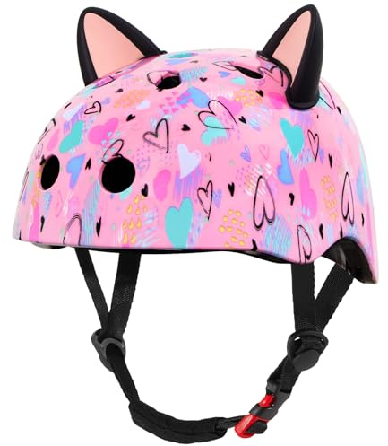 MHJY Casque Vélo Enfant Filles 8-14 Ans Casque Trottinette pour Fille Adolescents avec Oreilles de Chat DIY, Réglables Casques de Protection Roller Enfant pour Skateboard, Cyclisme, Patinage