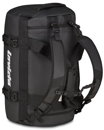Invicta Mochila de viaje 50L – 62 x 35 x 35 cm, negra, bolsa con correas extraíbles, fondo reforzado, bolsillos organizados, bolsillo frontal y lateral, hombre y mujer