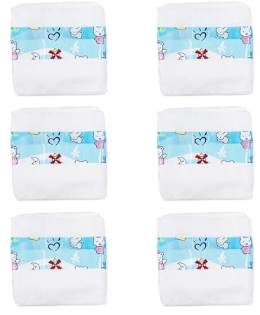 Xerteam Baby Doll Nappies 6-Pack, Baby Doll Accessories for 14-22 Inch Dolls, Reusable Dolls Nappies for Pretend Play Game, Cute Baby Diaper Set for Dolls Up to 55cm