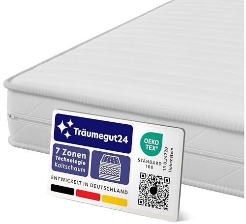 Träumegut24 - ergonomische 7-Zonen Matratze 180x200 cm | Größe + Höhe wählbar | Härtegrad H2&H3 | Kaltschaummatratze | Hautfreundlicher Bezug | Oeko-TEX® | (180 x 200 cm, 19 cm)