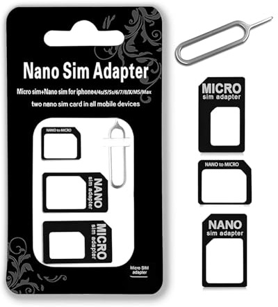 HUVZOR 3 Set Adattatore per Scheda SIM, 4 in 1 Adattatore SIM Card, Convertitore di Schede SIM, con Ditale, per Smartphone e Tablet Disponibile