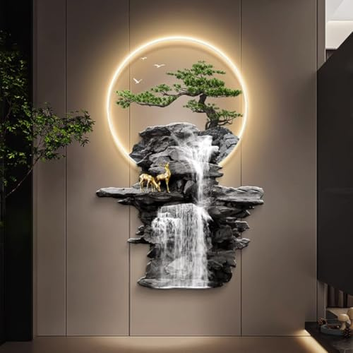 YVYKFZD Große 3D Wanddeko, LED Wandkunst, Kreative Wanddekoration, Landschafts 3D-Wandskulptur, Wandskulpturen Dekorationslampe for Eingangsbereich und Flur(Style a,80x120cm/31.4x47.2)